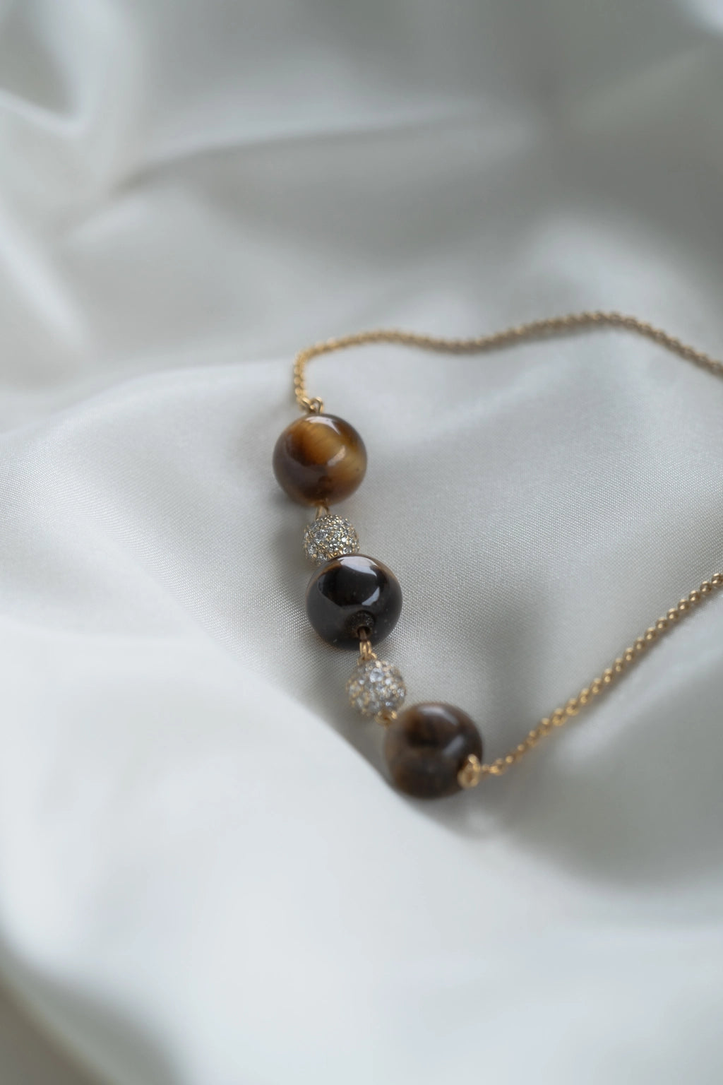 Tiger's Eye and Diamond Bracelet