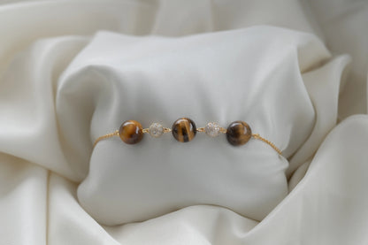Tiger's Eye and Diamond Bracelet