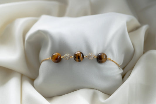 Tiger's Eye and Diamond Bracelet